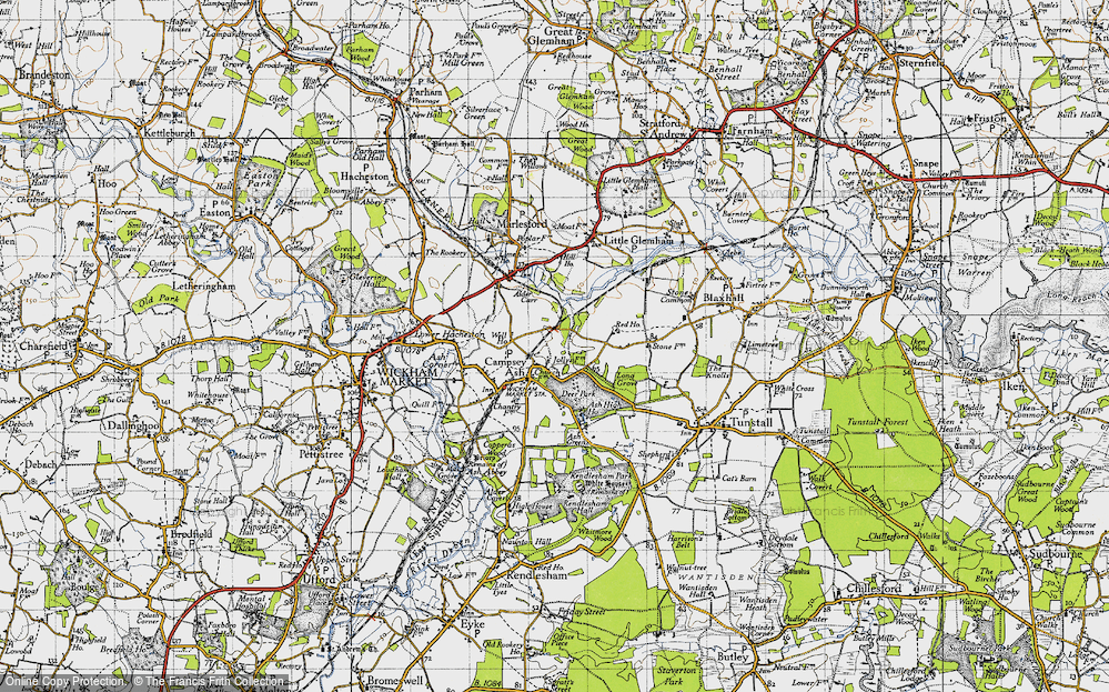 Old Map of Campsea Ashe, 1946 in 1946
