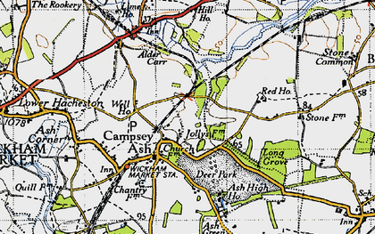 Old map of Campsea Ashe in 1946