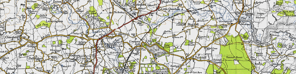 Old map of Campsea Ashe in 1946