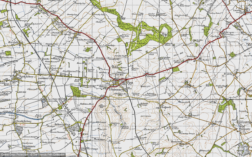 Old Map of Historic Map covering Whitegate Hill in 1946