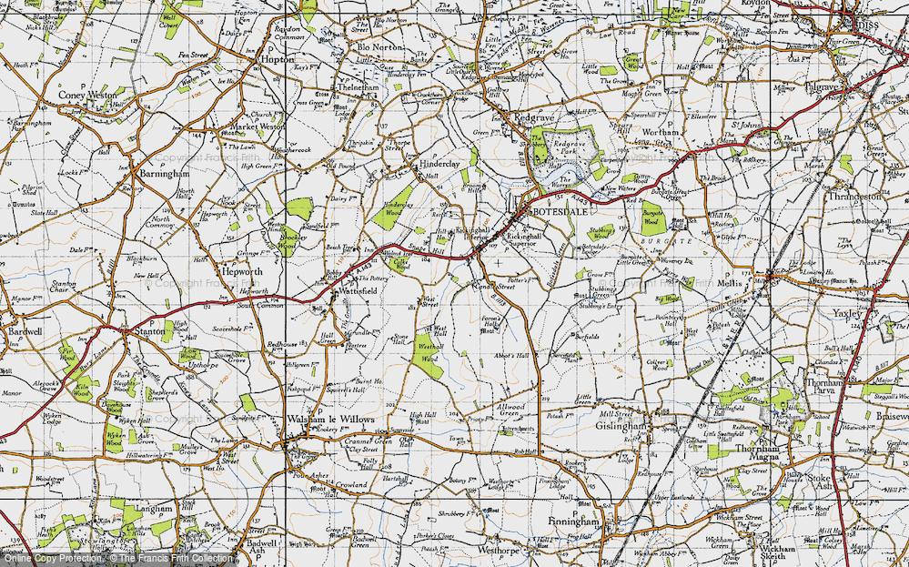 Old Map of Historic Map covering Westhall Wood in 1946
