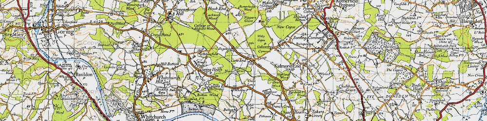 Old map of Cane End in 1947