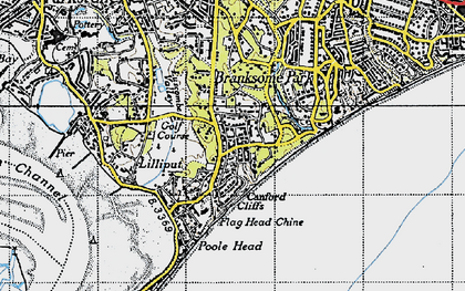Old map of Branksome Chine in 1940