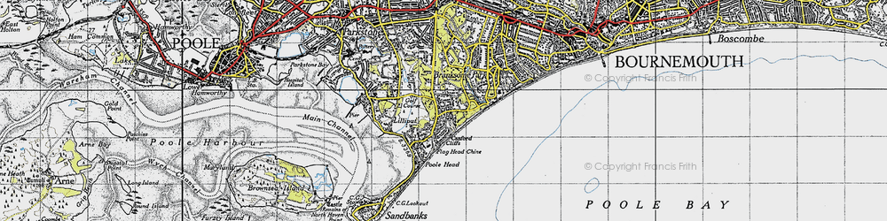 Old map of Canford Cliffs in 1940