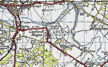 Old map of Canford Magna in 1940