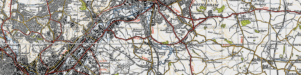 Old map of Canklow in 1947