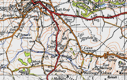 Old map of Cann in 1945