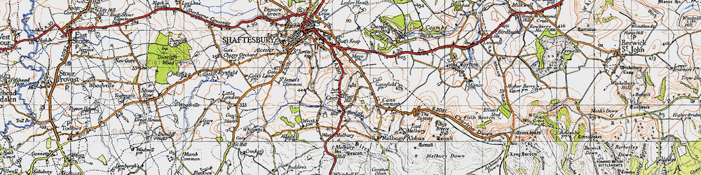 Old map of Cann in 1945