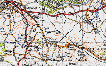 Old map of Cann Common in 1945