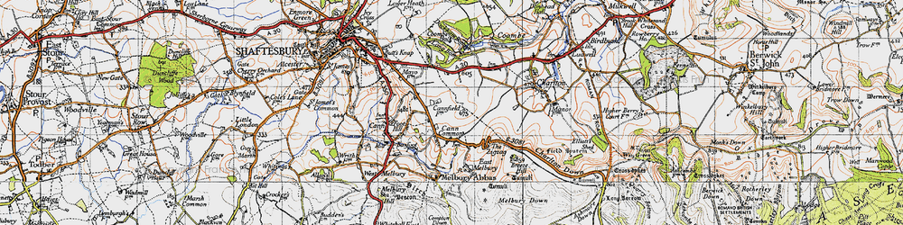 Old map of Cann Common in 1945