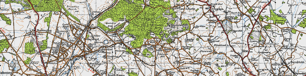 Old map of Cannock Wood in 1946