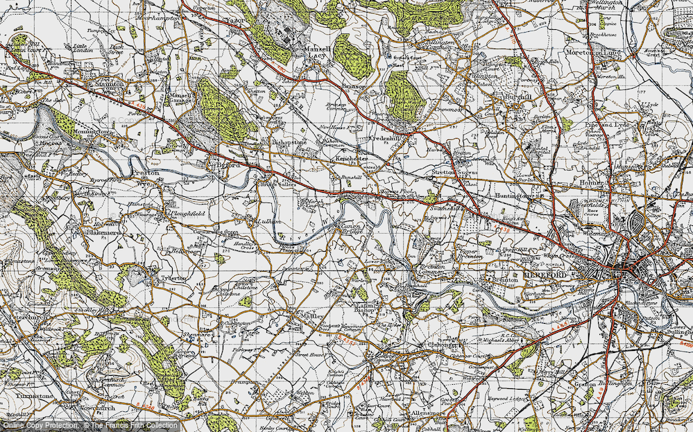 Old Map of Canon Bridge, 1947 in 1947