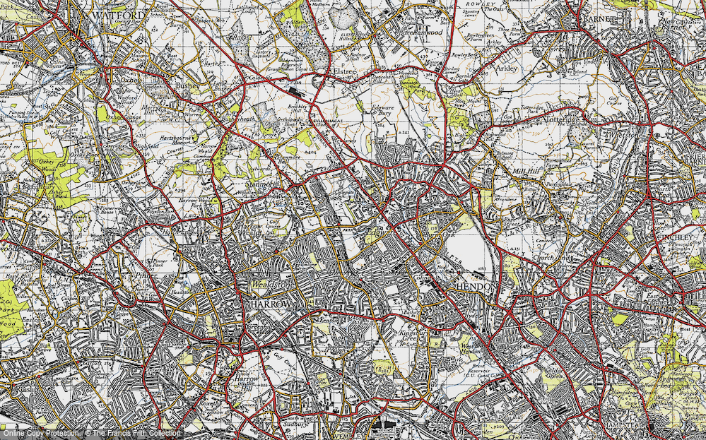 Old Map of Canons Park, 1945 in 1945