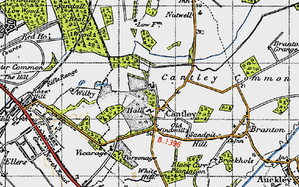 Old map of Cantley in 1947