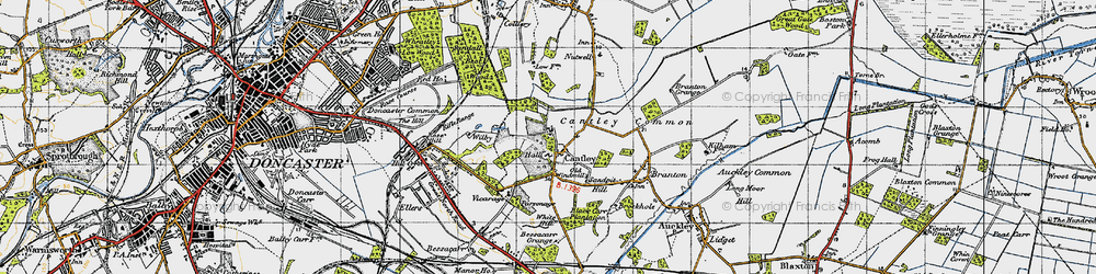Old map of Cantley in 1947