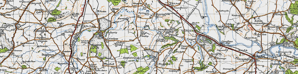 Old map of Cantlop in 1947