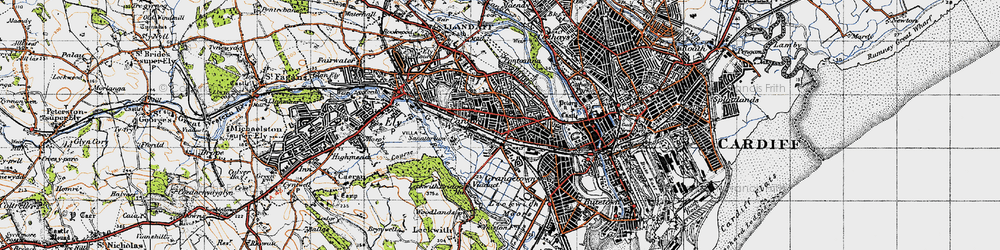 Old map of Canton in 1947