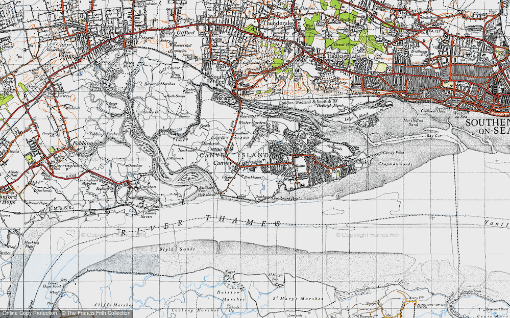 Old Map of Canvey Island, 1946 in 1946