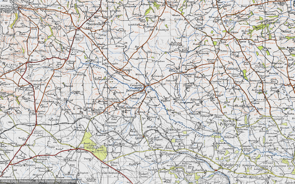 Old Map of Historic Map covering Wiggaton in 1946