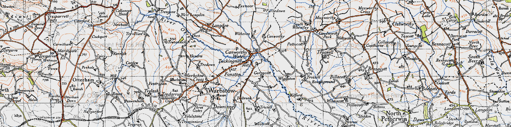 Old map of Canworthy Water in 1946