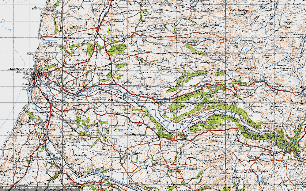 Old Map of Historic Map covering Blaengeuffordd in 1947