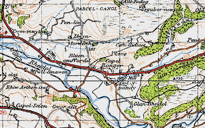 Old map of Capel Bangor in 1947