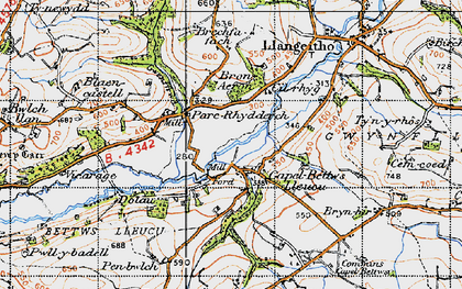 Old map of Bronaeron in 1947