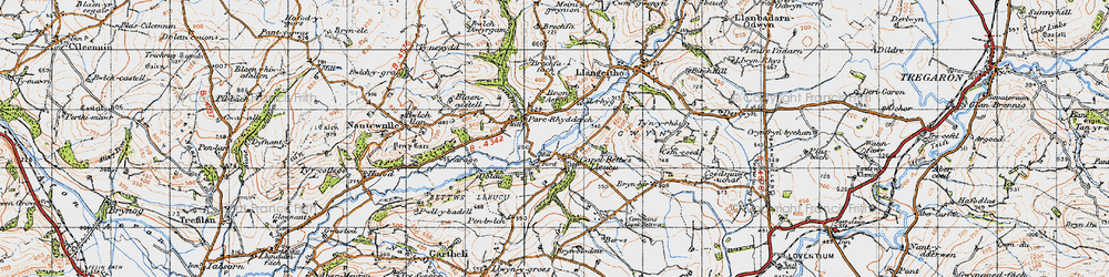 Old map of Capel Betws Lleucu in 1947