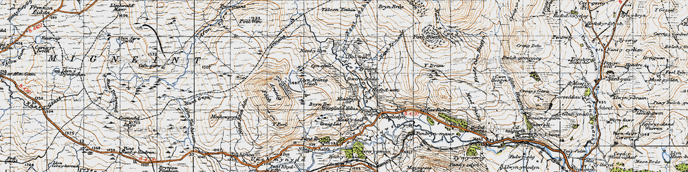 Old map of Afon Tryweryn in 1947
