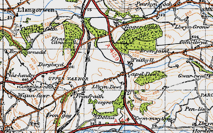 Old map of Capel Dewi in 1947