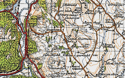 Old map of Bryn Gwnog in 1947