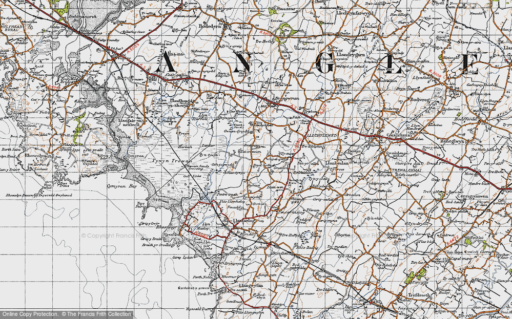 Old Map of Historic Map covering Bodennog in 1947