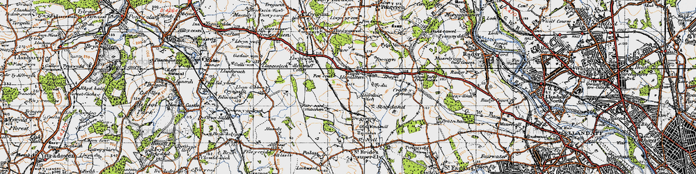 Old map of Capel Llanilltern in 1947