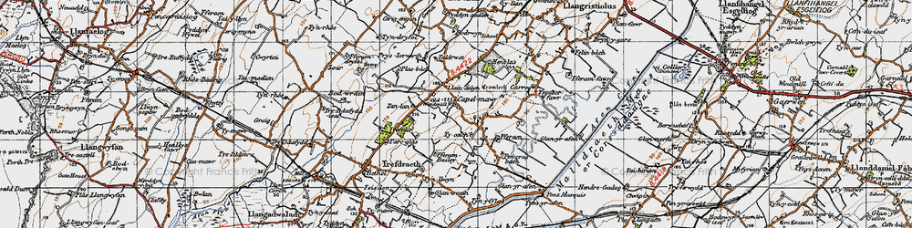 Old map of Ysgubor Fawr in 1947