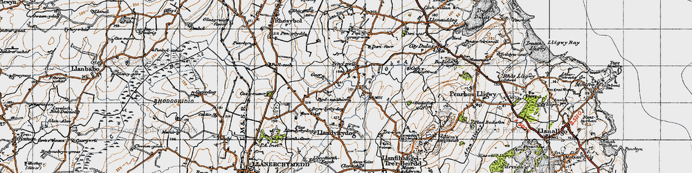 Old map of Afon Goch in 1947
