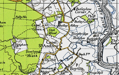 Old map of Butley Abbey in 1946