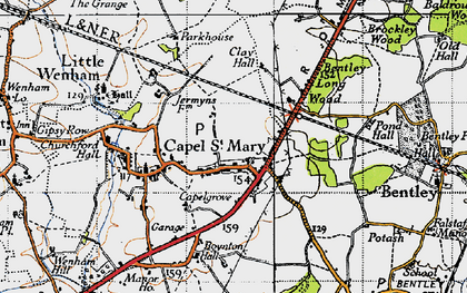 Old map of Bentley Long Wood in 1946