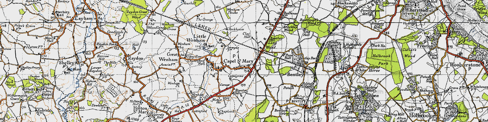 Old map of Capel St Mary in 1946