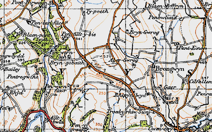 Old map of Bryneurin in 1947