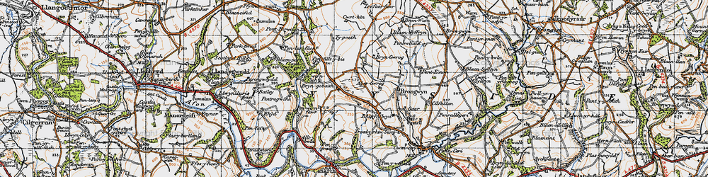 Old map of Capel Tygwydd in 1947