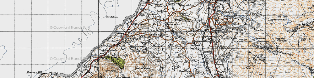 Old map of Afon Desach in 1947