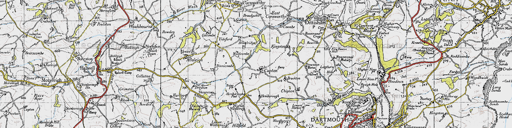 Old map of Capton in 1946