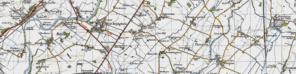 Old map of Car Colston in 1946