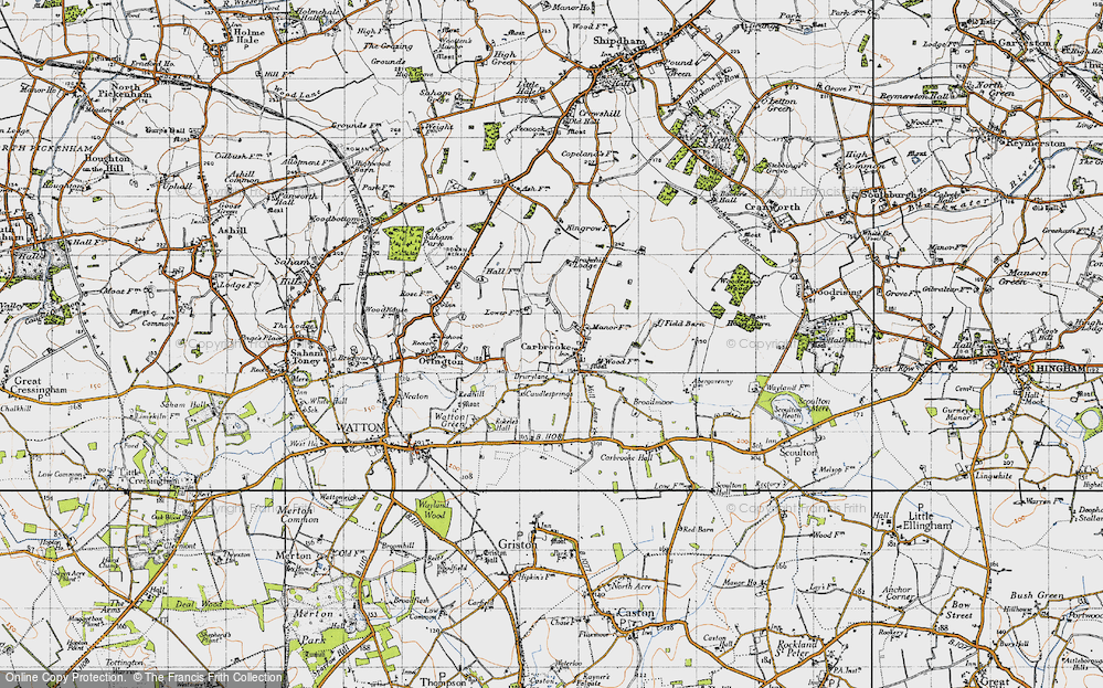 Old Map of Carbrooke, 1946 in 1946