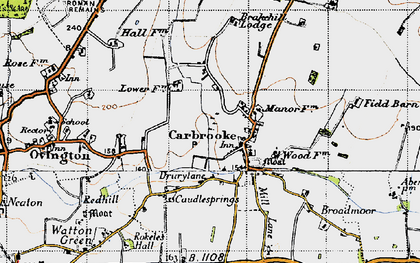 Old map of Carbrooke in 1946