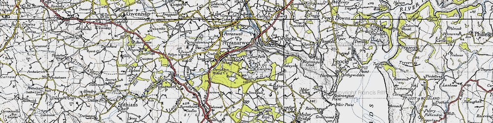 Old map of Carclew in 1946