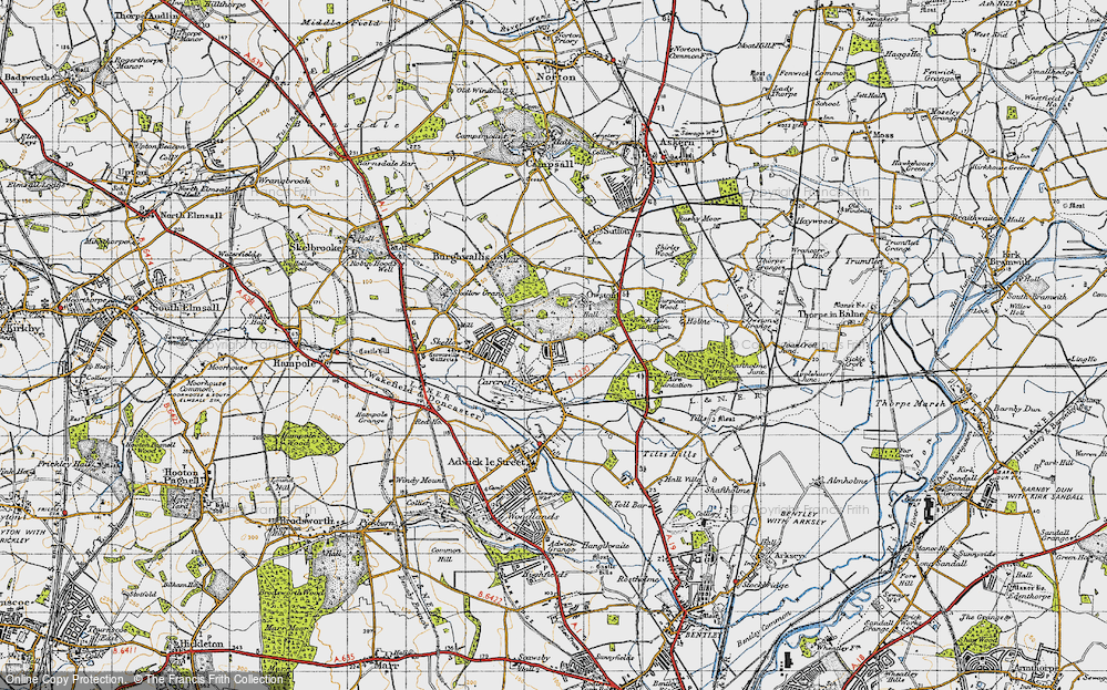 Old Map of Carcroft, 1947 in 1947