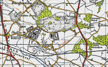 Old map of Carcroft in 1947