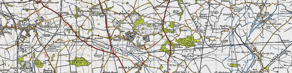 Old map of Carcroft in 1947