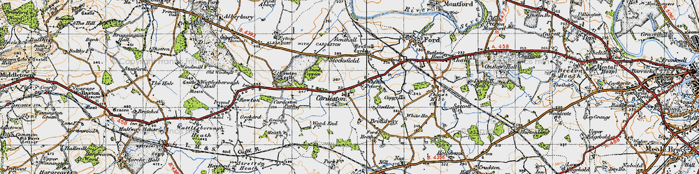 Old map of Cardeston in 1947
